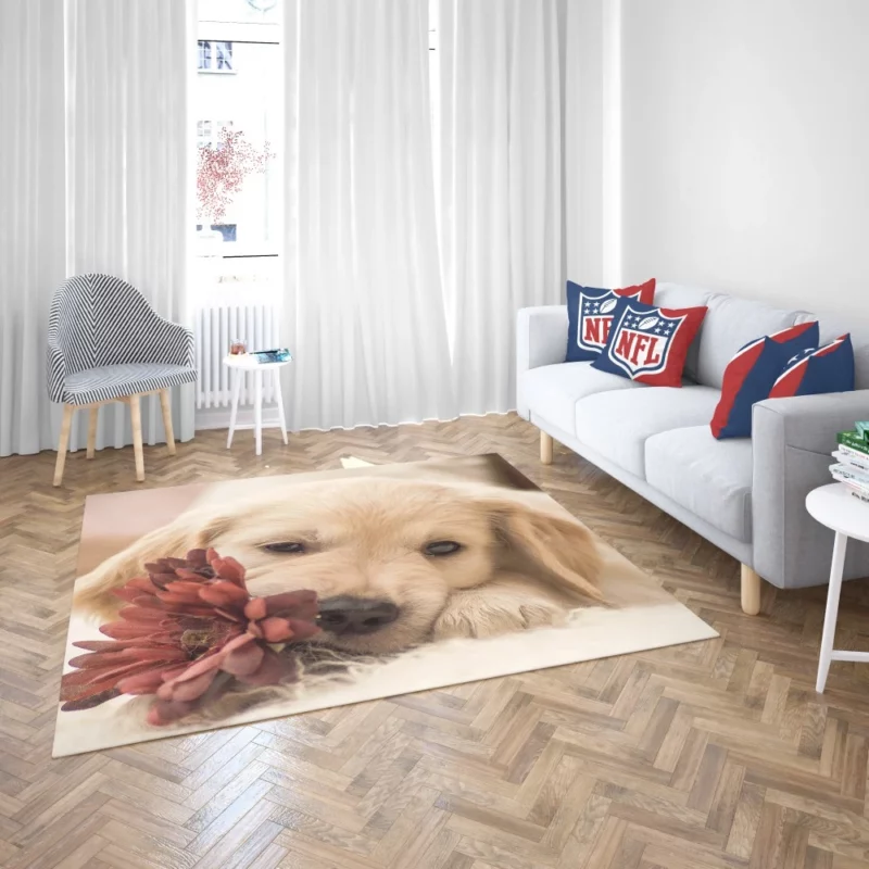 Golden Retriever Amidst Flowers Natural Beauty Rug 2