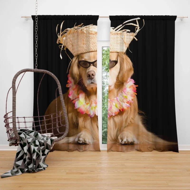 Golden Retriever Fun-Filled Day Sunny Moments Curtain