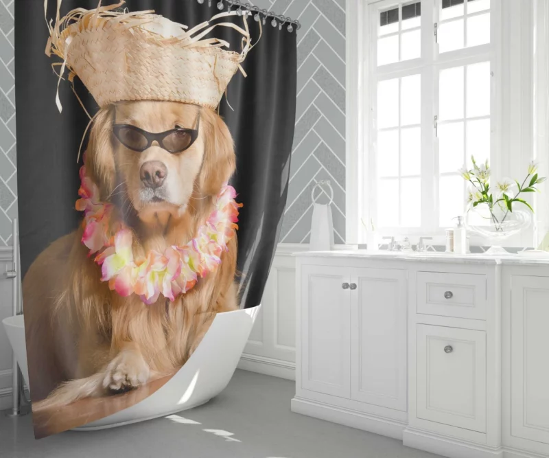 Golden Retriever Fun-Filled Day Sunny Moments Shower Curtain 1