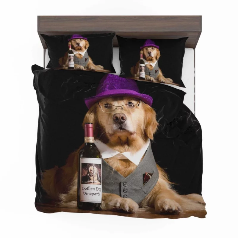 Golden Retriever Humorous Hat Moment Bedding Set 1