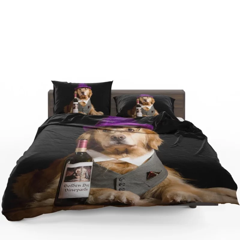 Golden Retriever Humorous Hat Moment Bedding Set