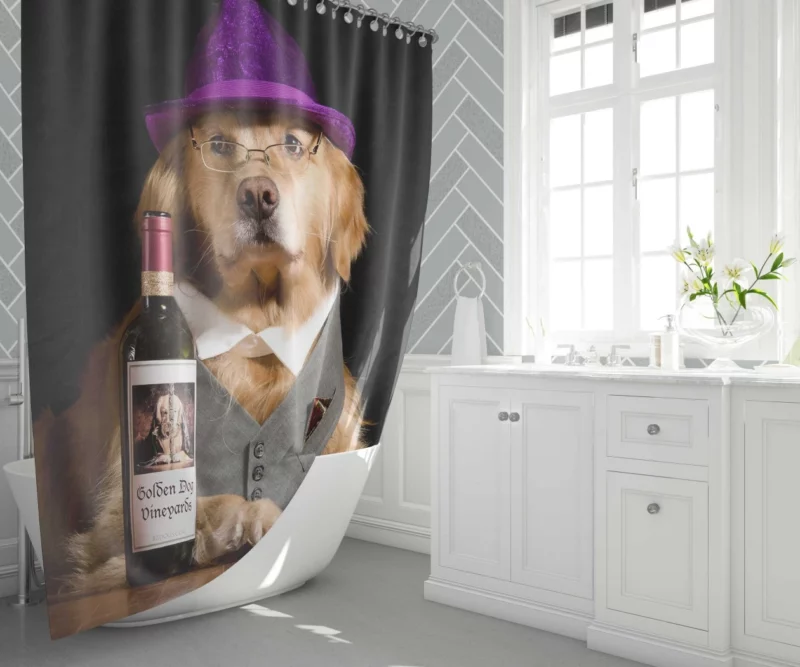 Golden Retriever Humorous Hat Moment Shower Curtain 1