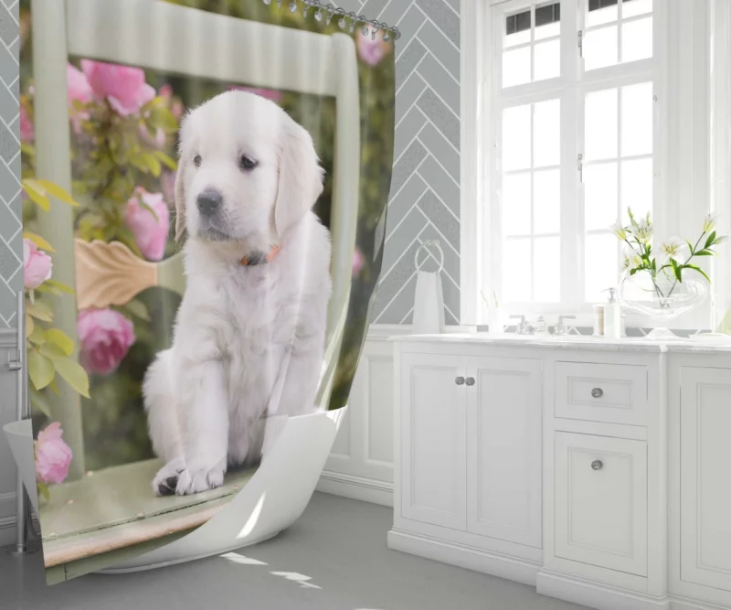 Golden Retriever Innocent Charm Shower Curtain 1