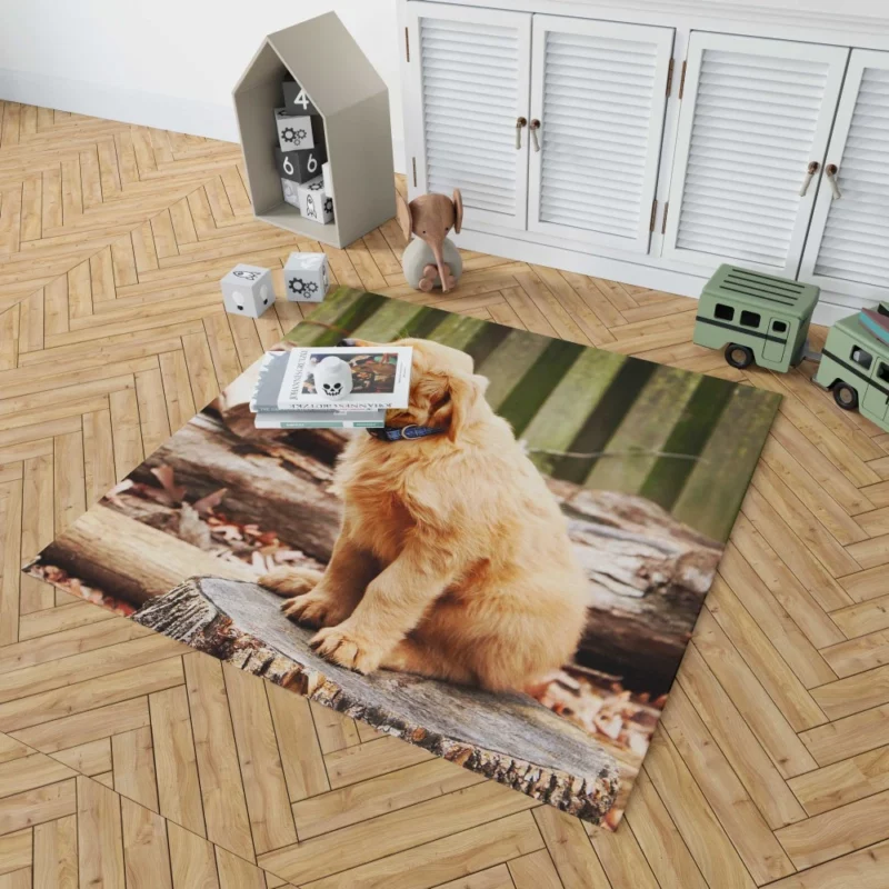 Golden Retriever Playful Barking Rug 1