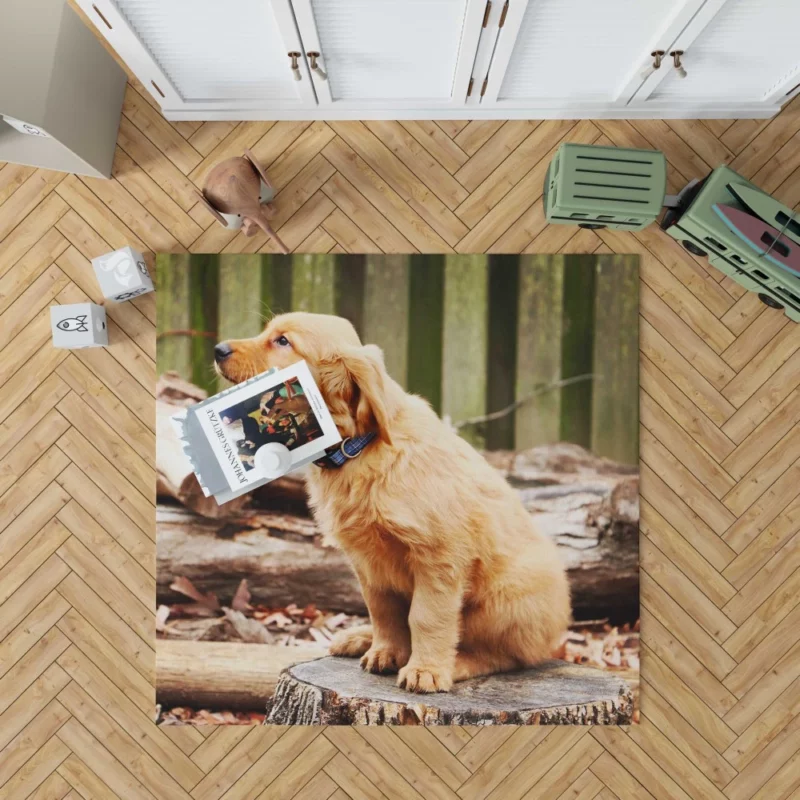 Golden Retriever Playful Barking Rug