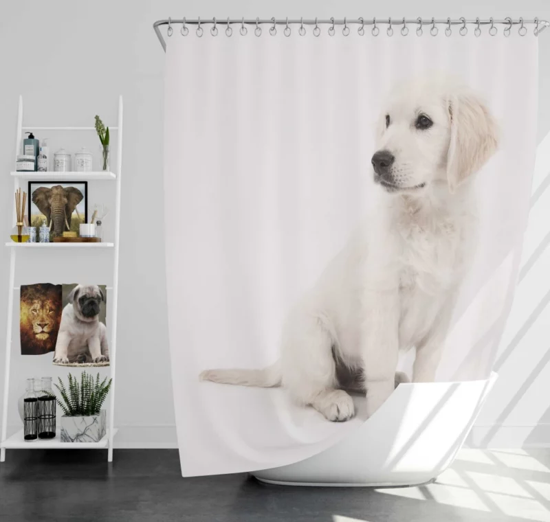 Golden Retriever Playful Presence Shower Curtain