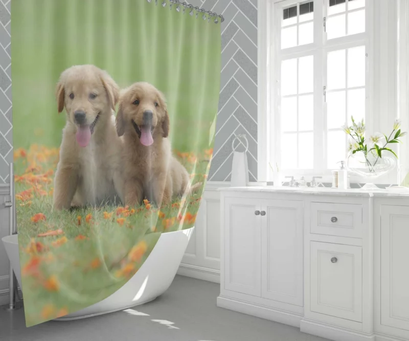 Golden Retriever Puppy Wholesome Charm Shower Curtain 1