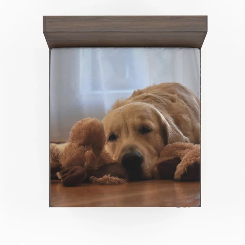 Golden Retriever Relaxed Pose Canine Serenity Fitted Sheet 1