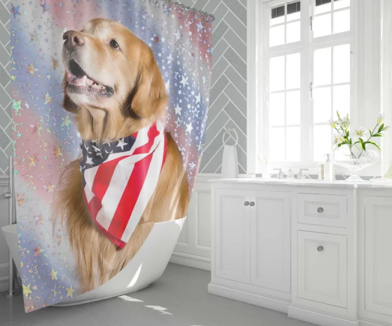 Golden Retriever Starry Essence Shower Curtain 1