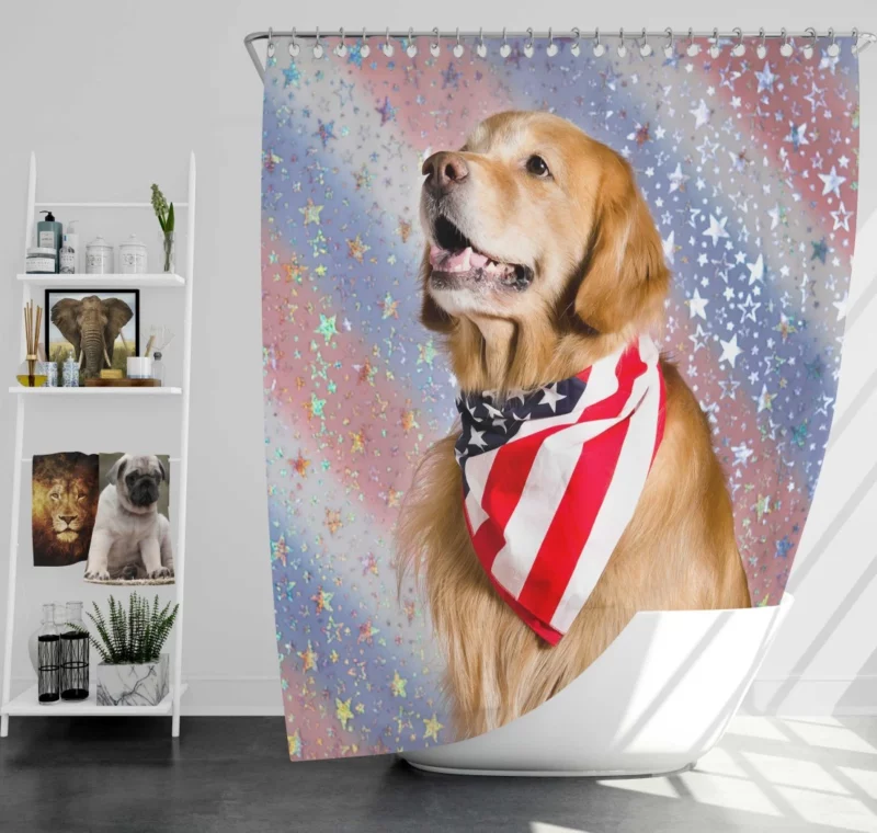 Golden Retriever Starry Essence Shower Curtain