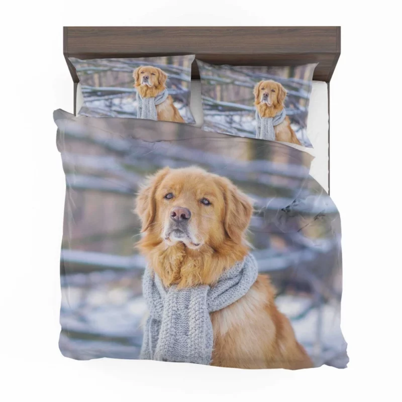 Golden Retriever Winter Warmth Bedding Set 1