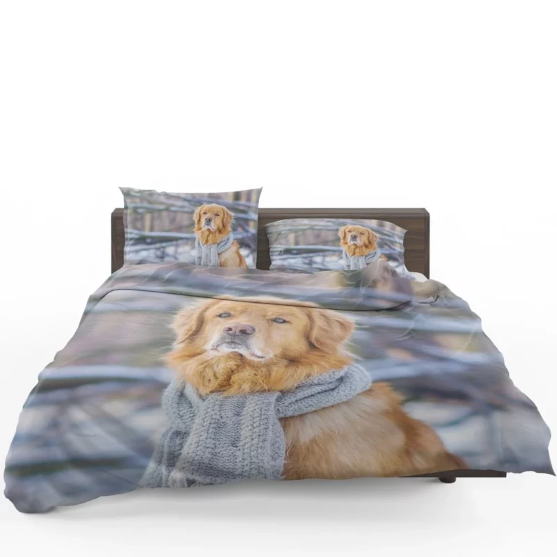 Golden Retriever Winter Warmth Bedding Set