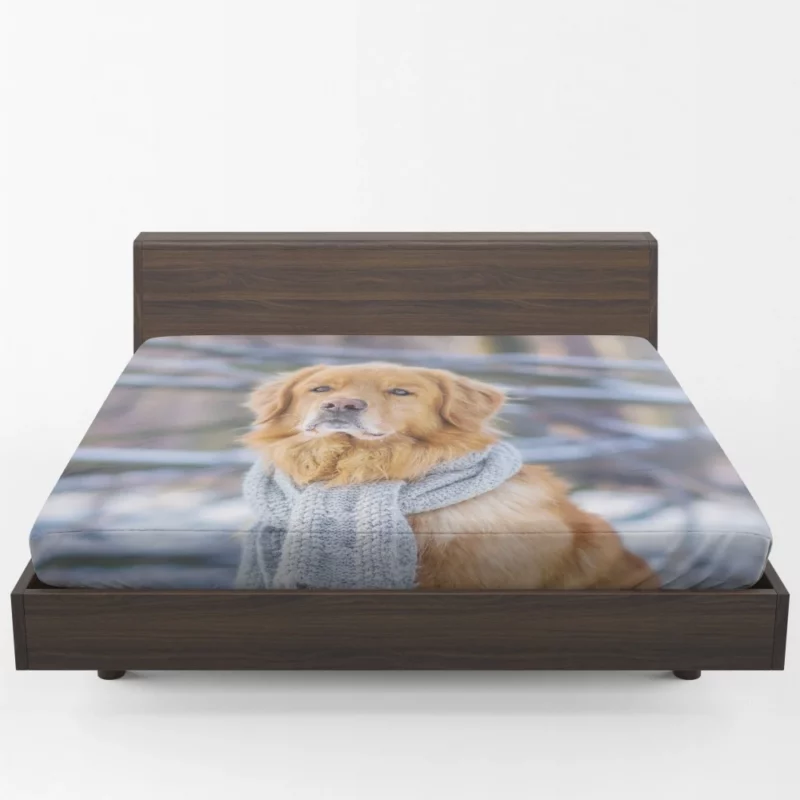 Golden Retriever Winter Warmth Fitted Sheet