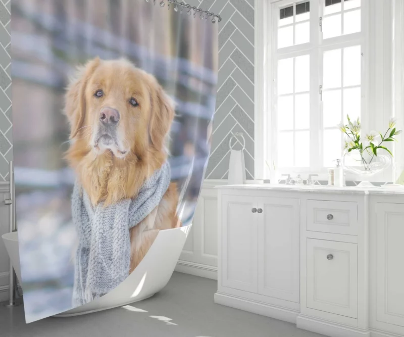 Golden Retriever Winter Warmth Shower Curtain 1