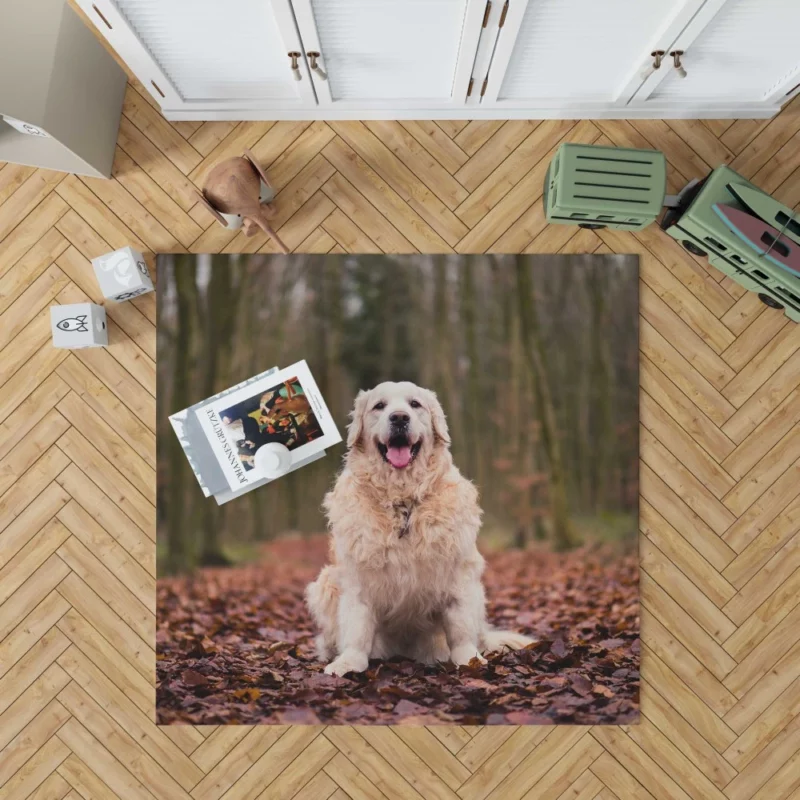 Golden Retriever in Forest Serenity Rug