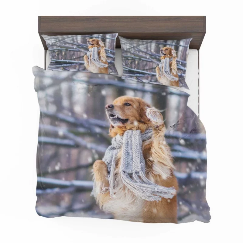 Golden Retriever in Winter Wonderland Bedding Set 1