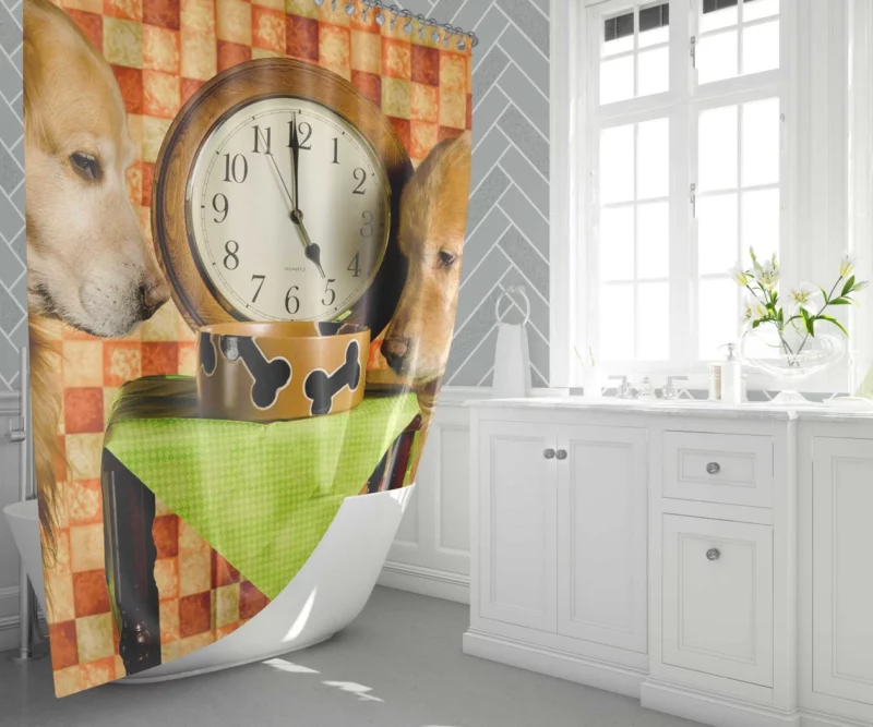 Golden Retriever with Time Grace Shower Curtain 1