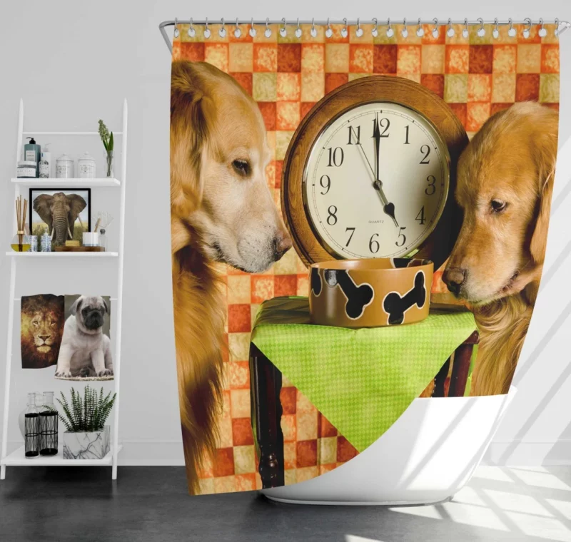 Golden Retriever with Time Grace Shower Curtain