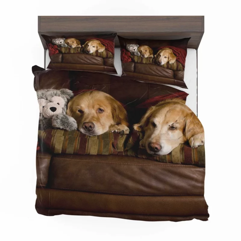 Golden Retrievers on Couch Furry Love Bedding Set 1