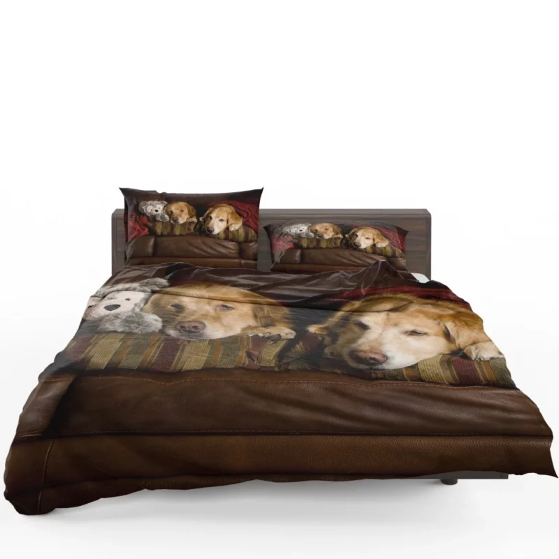 Golden Retrievers on Couch Furry Love Bedding Set