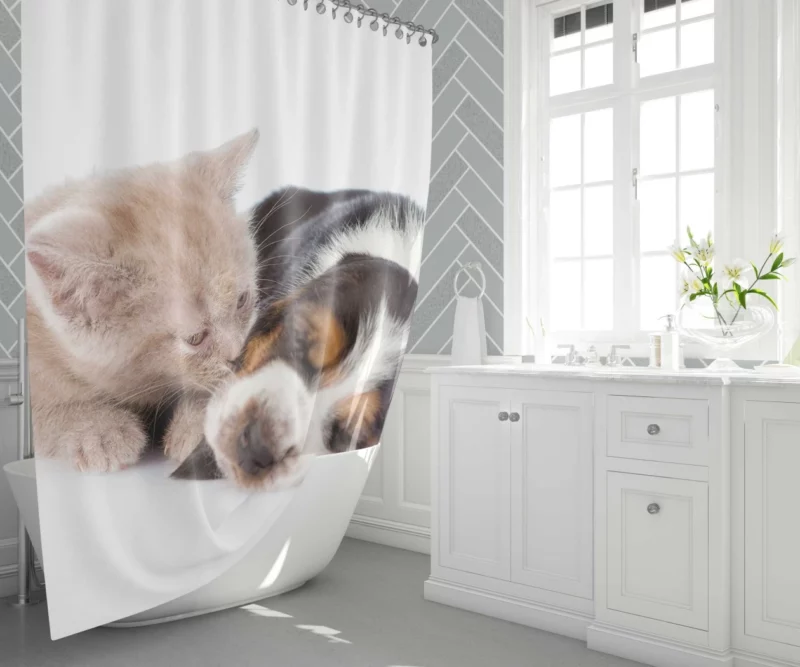 Goodnight Kiss Furry Bonding Bliss Shower Curtain 1