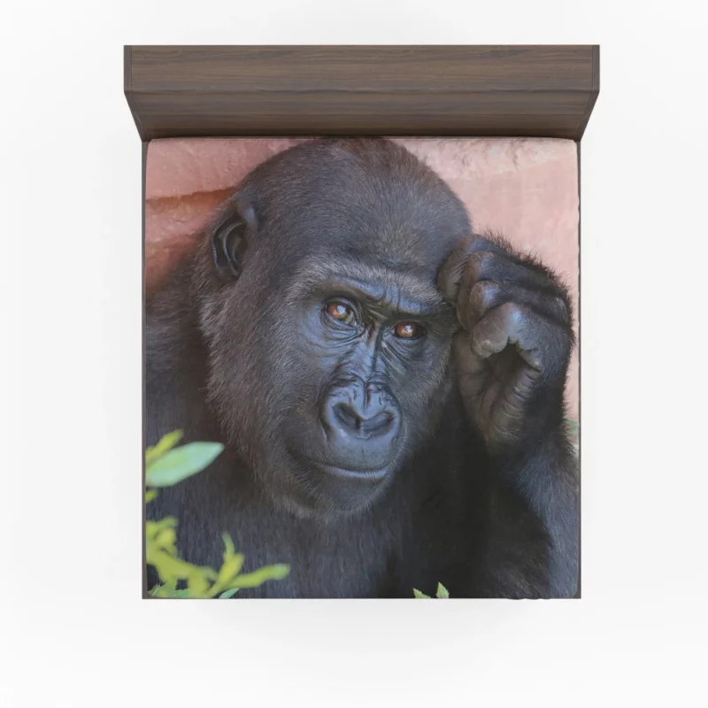 Gorilla Wise Eyes Primate Introspection Fitted Sheet 1