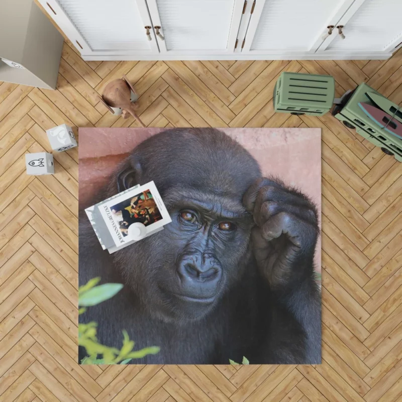 Gorilla Wise Eyes Primate Introspection Rug