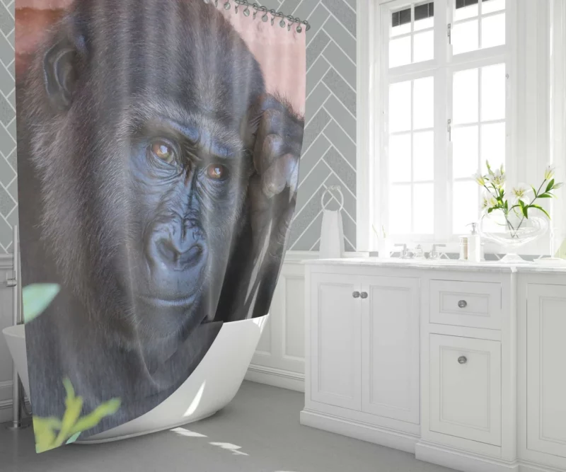 Gorilla Wise Eyes Primate Introspection Shower Curtain 1