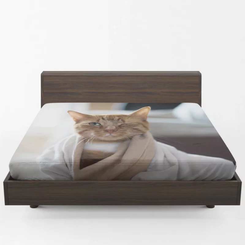 Graceful Cat Curiosity Fitted Sheet