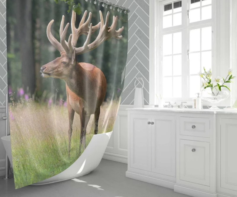 Graceful Deer Amidst Nature Beauty Shower Curtain 1