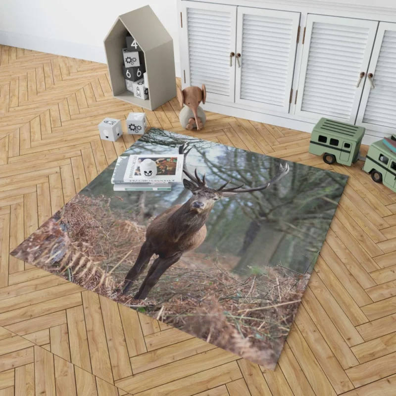 Graceful Deer Fall Stance Wilderness Elegance Rug 1