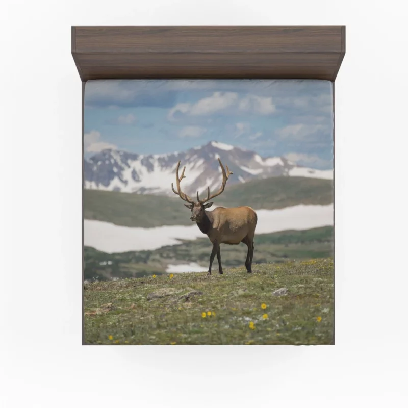 Graceful Deer in Serene Landscape Fitted Sheet 1