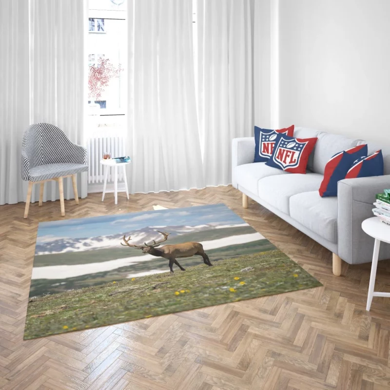 Graceful Deer in Serene Landscape Rug 2