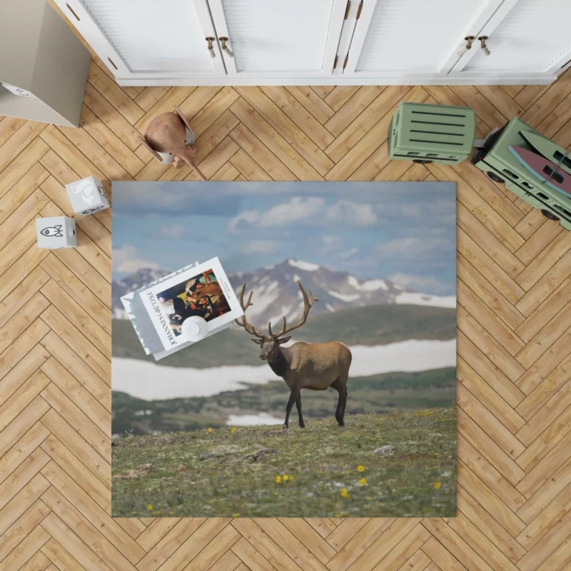 Graceful Deer in Serene Landscape Rug