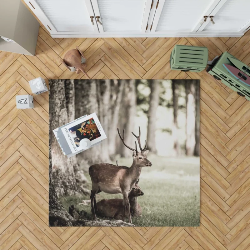 Graceful Deer in Sunlit Grass Rug