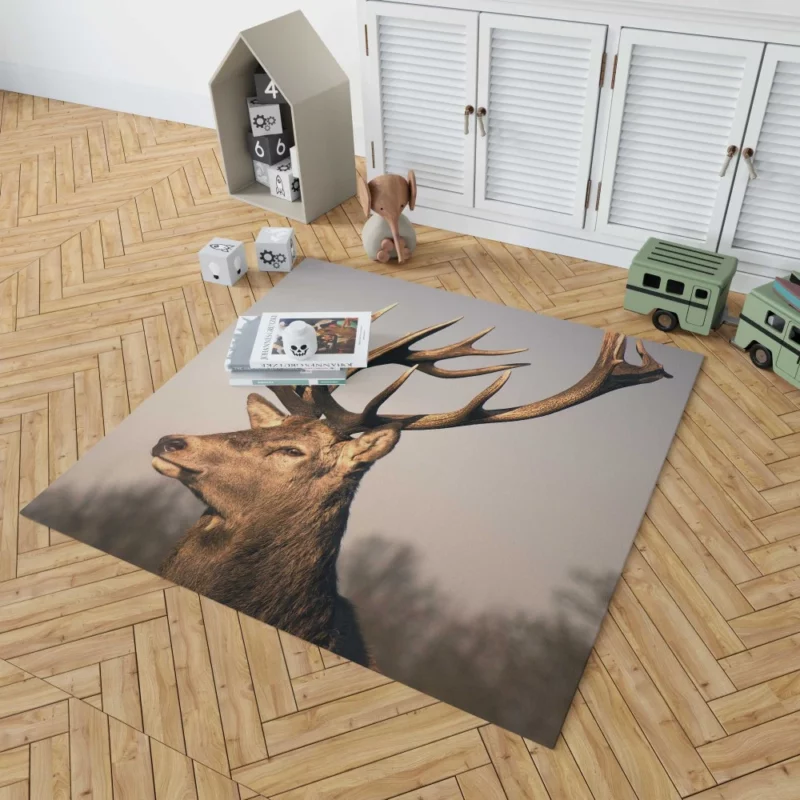 Graceful Deer in the Wild Silent Beauty Rug 1