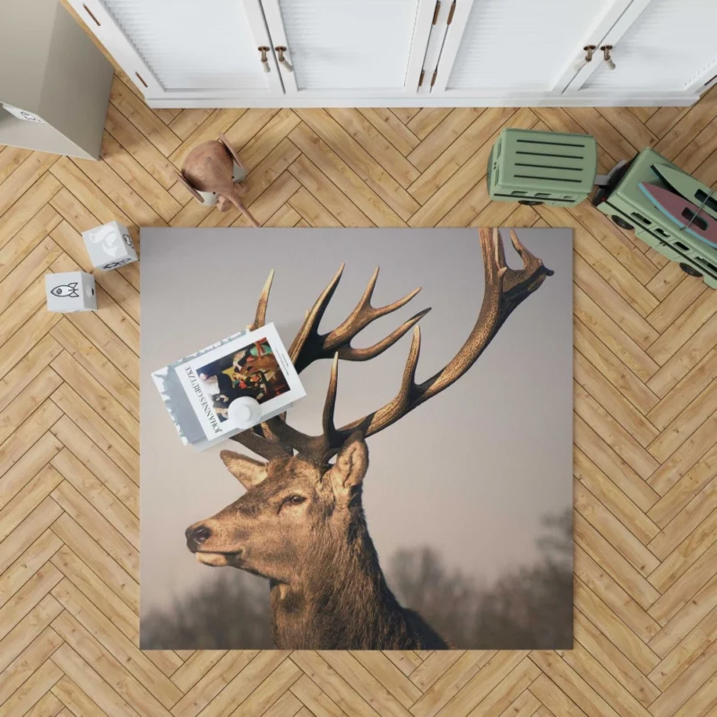 Graceful Deer in the Wild Silent Beauty Rug