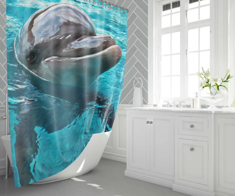 Graceful Dolphin Aquatic Elegance Shower Curtain 1