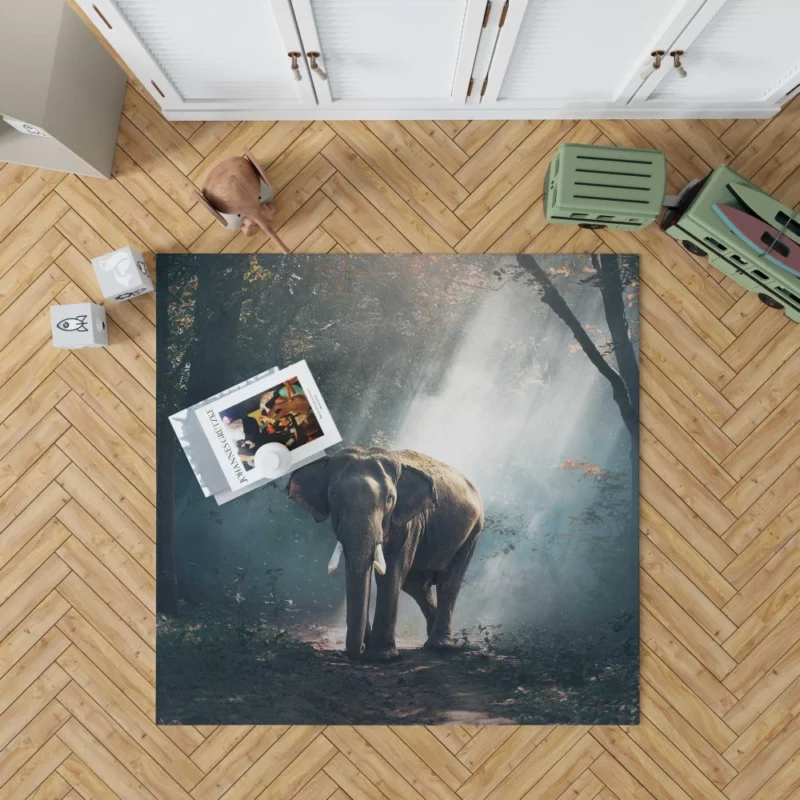 Graceful Elephant in Its Natural Forest Rug