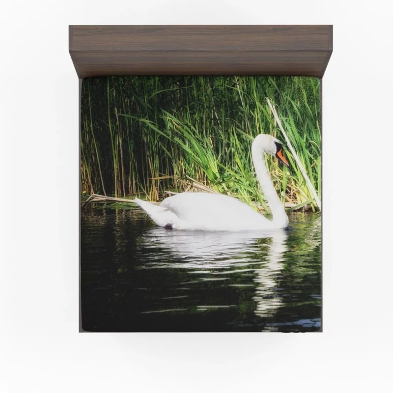 Graceful Waters Elegance of the Swan Fitted Sheet 1