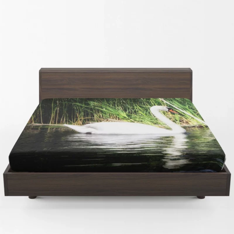 Graceful Waters Elegance of the Swan Fitted Sheet