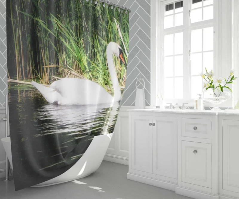 Graceful Waters Elegance of the Swan Shower Curtain 1