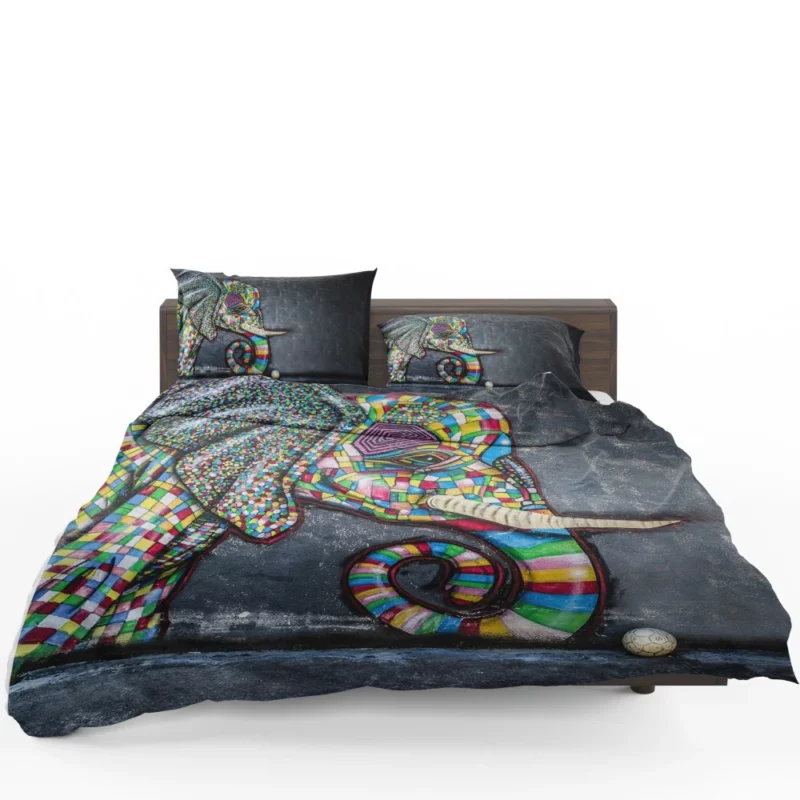 Graffiti Artistry Elephants at Play Bedding Set