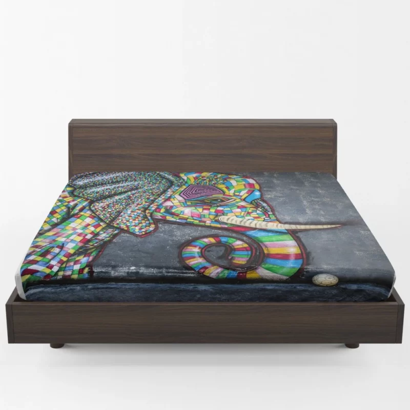 Graffiti Artistry Elephants at Play Fitted Sheet