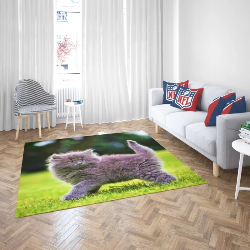 Gray Fluffy Kitten Rug 2