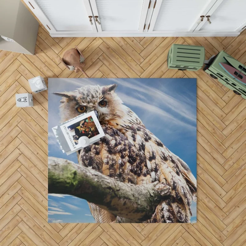 Great Horned Owl Wise Stance Night Sentinel Rug