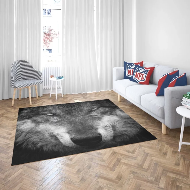 Grey Wolf Hypnotic Stare Enigmatic Aura Rug 2