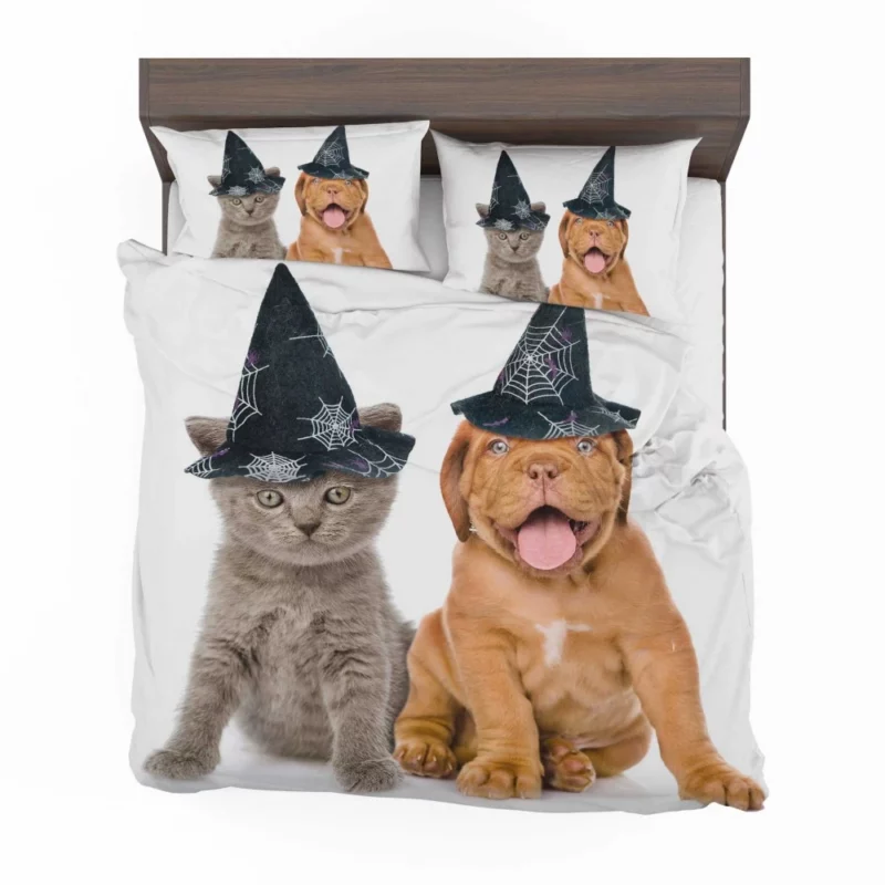 Halloween Duo Witchy Puppy and Kitten Bedding Set 1