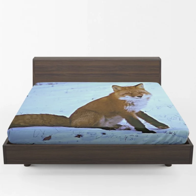 Happy Red Fox Winter Adventure Fitted Sheet