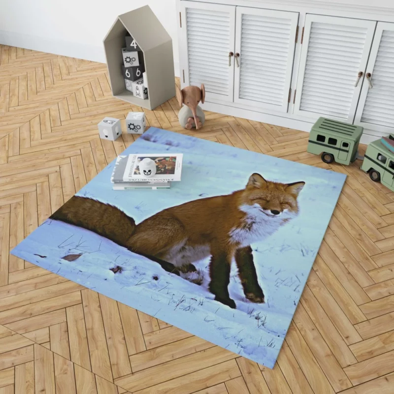 Happy Red Fox Winter Adventure Rug 1